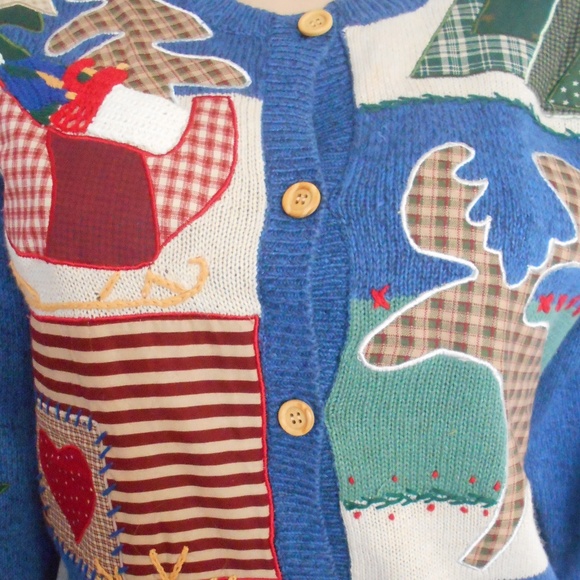 NWT $118 SUSAN BRISTOL Christmas Cardigan Sweater Sz M / A Holiday Must-Have! - Picture 2 of 7